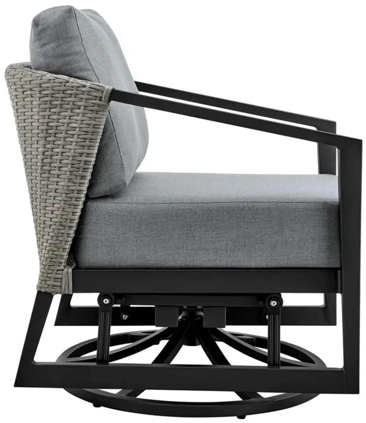 Aileen Outdoor Patio Swivel Lounge Chair in Aluminum with Gray Cushions