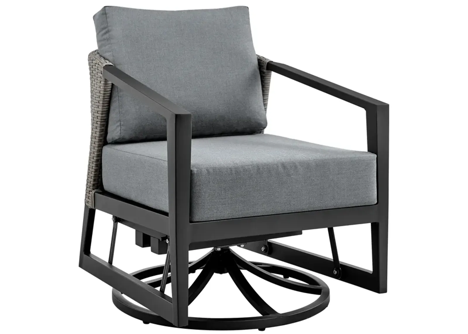 Aileen Outdoor Patio Swivel Lounge Chair in Aluminum with Gray Cushions