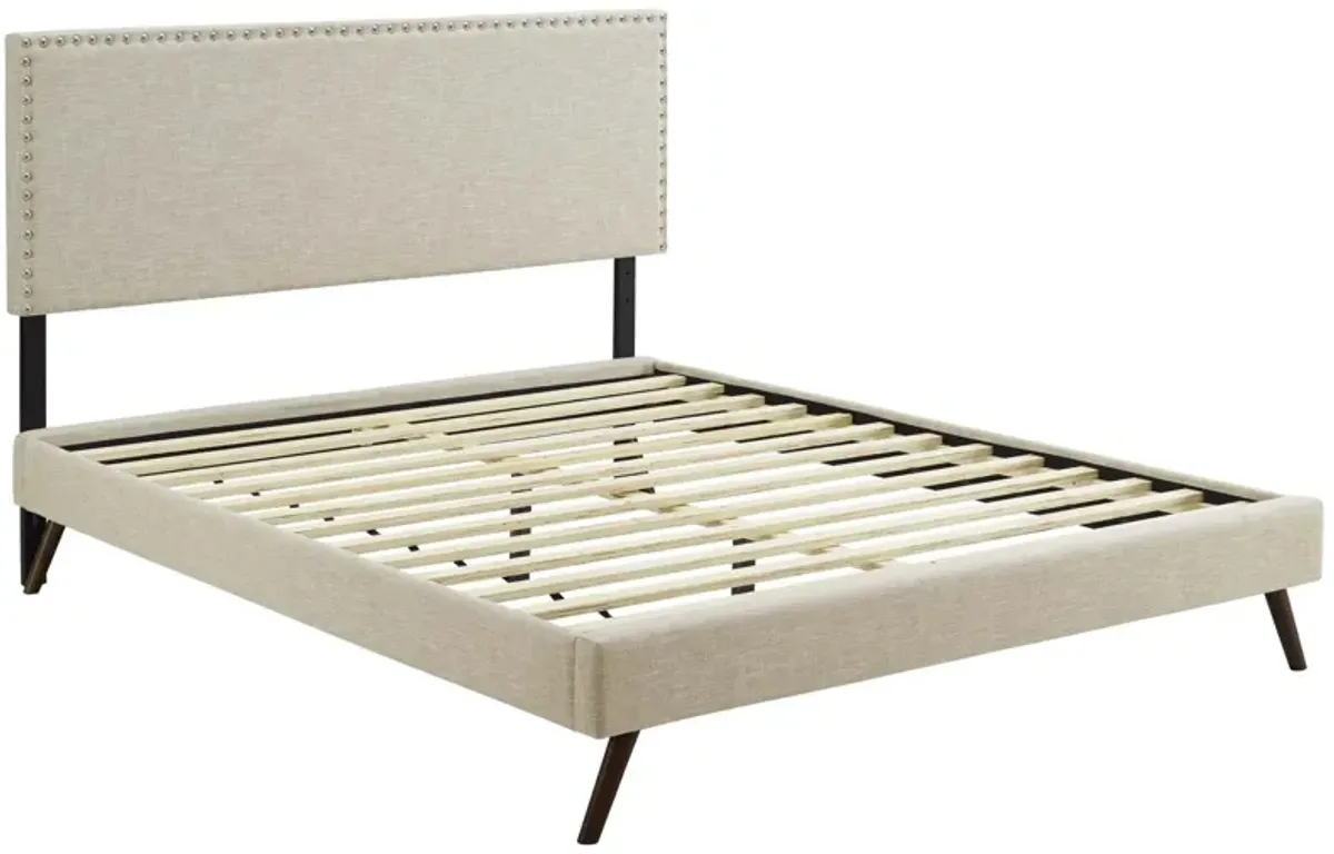 Macie Queen Fabric Platform Bed with Round Splayed Legs