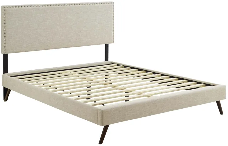 Macie Queen Fabric Platform Bed with Round Splayed Legs