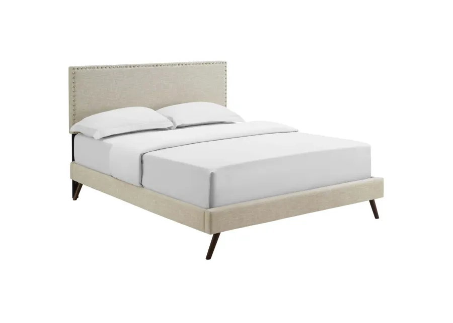 Macie Queen Fabric Platform Bed with Round Splayed Legs