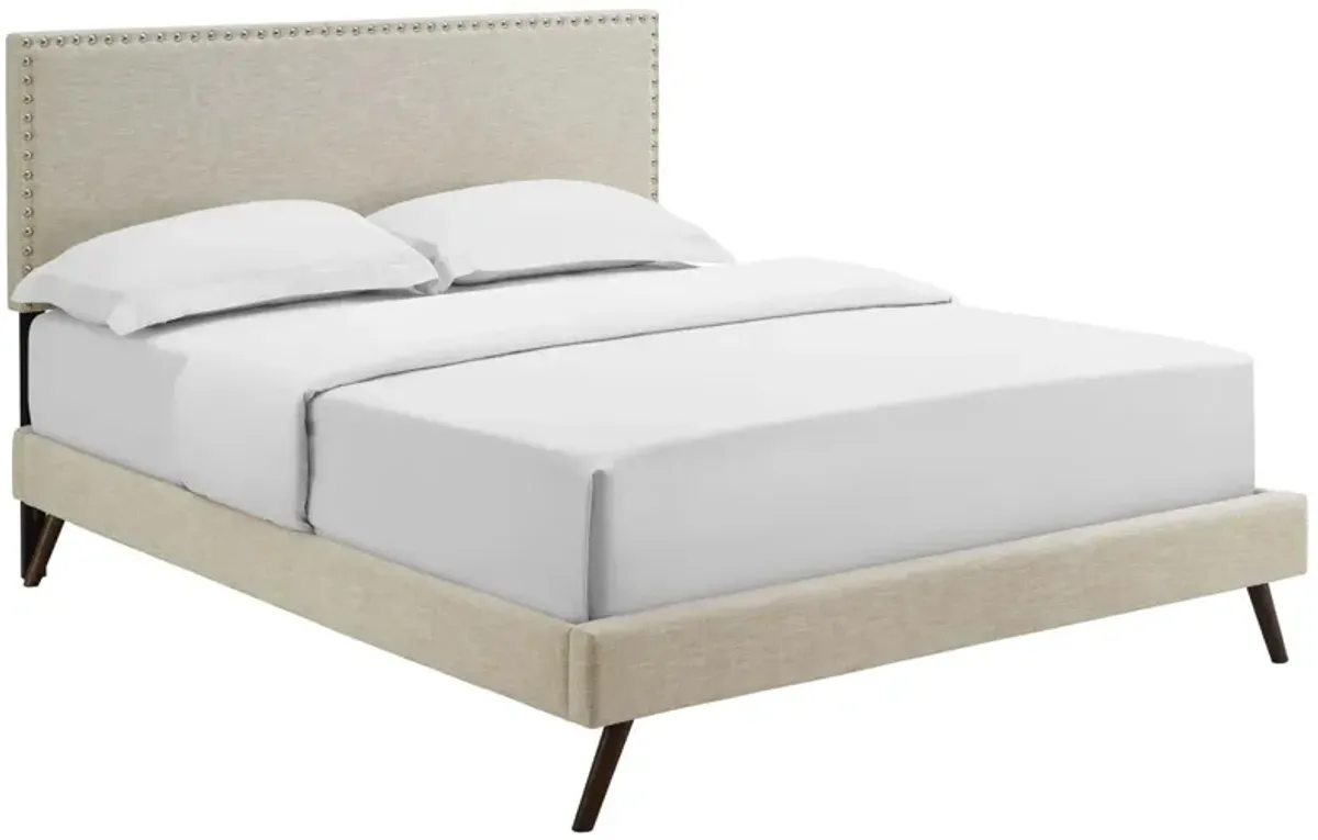 Macie Queen Fabric Platform Bed with Round Splayed Legs