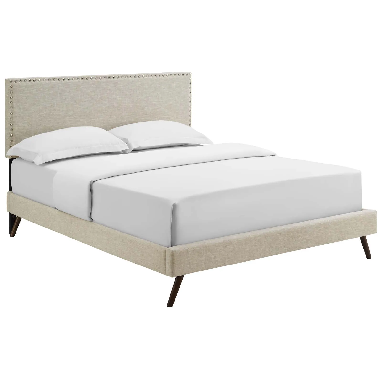 Macie Queen Fabric Platform Bed with Round Splayed Legs