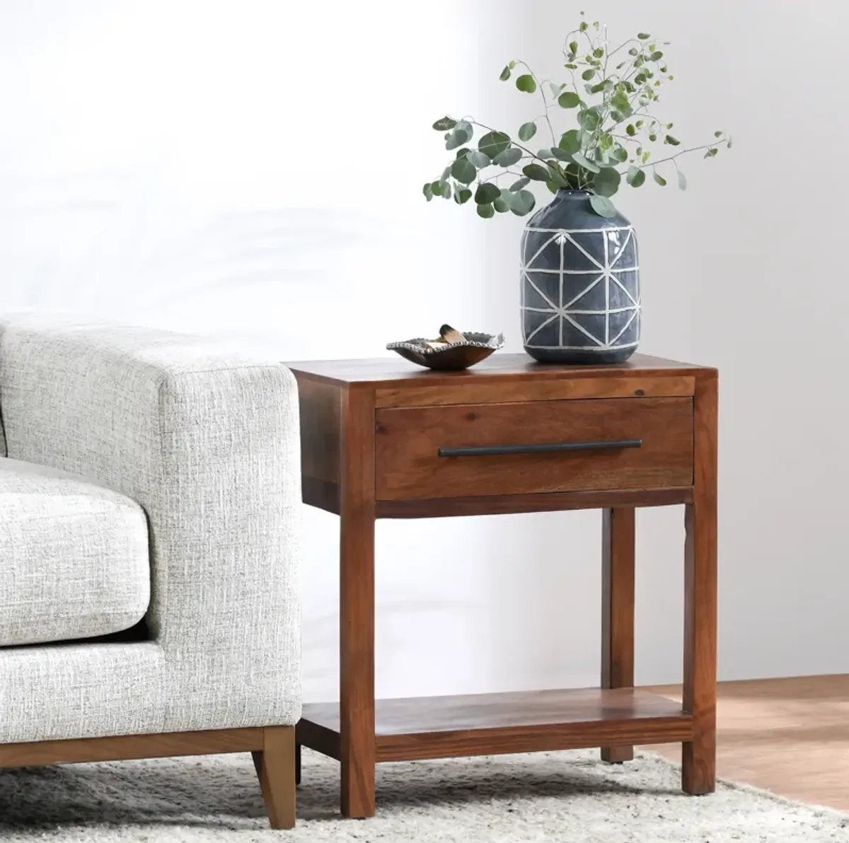 Wren One-Drawer End Table in Natural Brown 