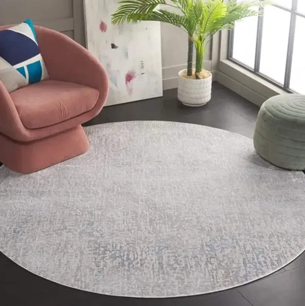 PLATINUM 554 Grey 6'-7' X 6'-7' Round Round Rug