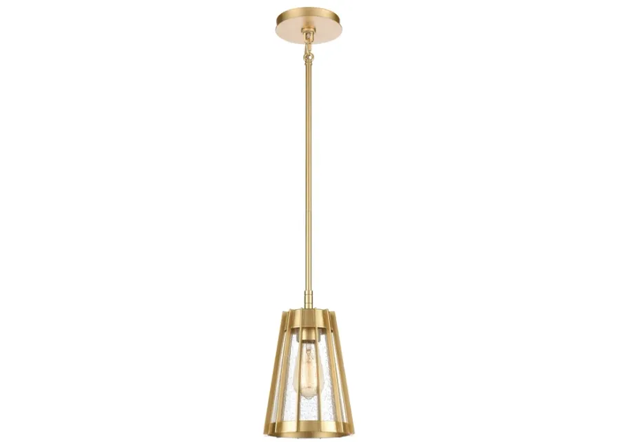 Open Louvers 6.75" Wide 1-Light Mini Pendant - Champagne Gold