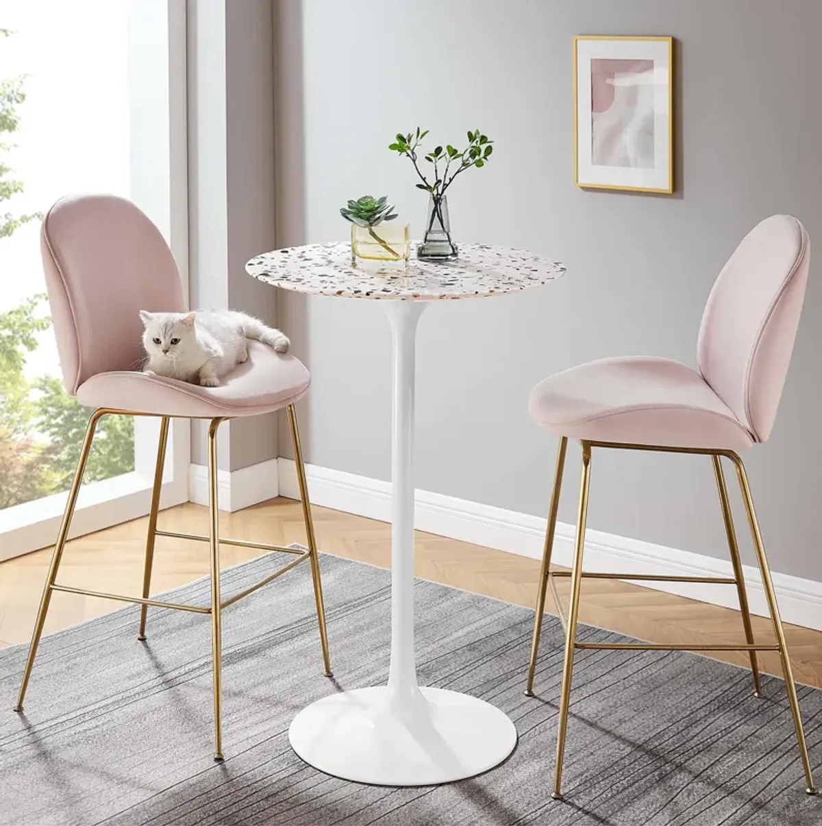 Lippa 28" Round Terrazzo Bar Table