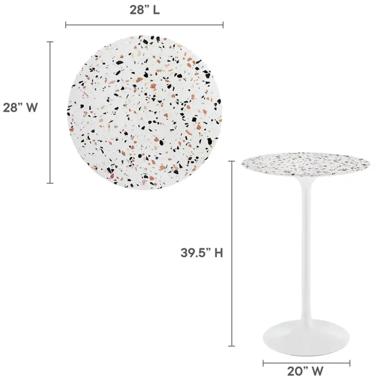 Lippa 28" Round Terrazzo Bar Table