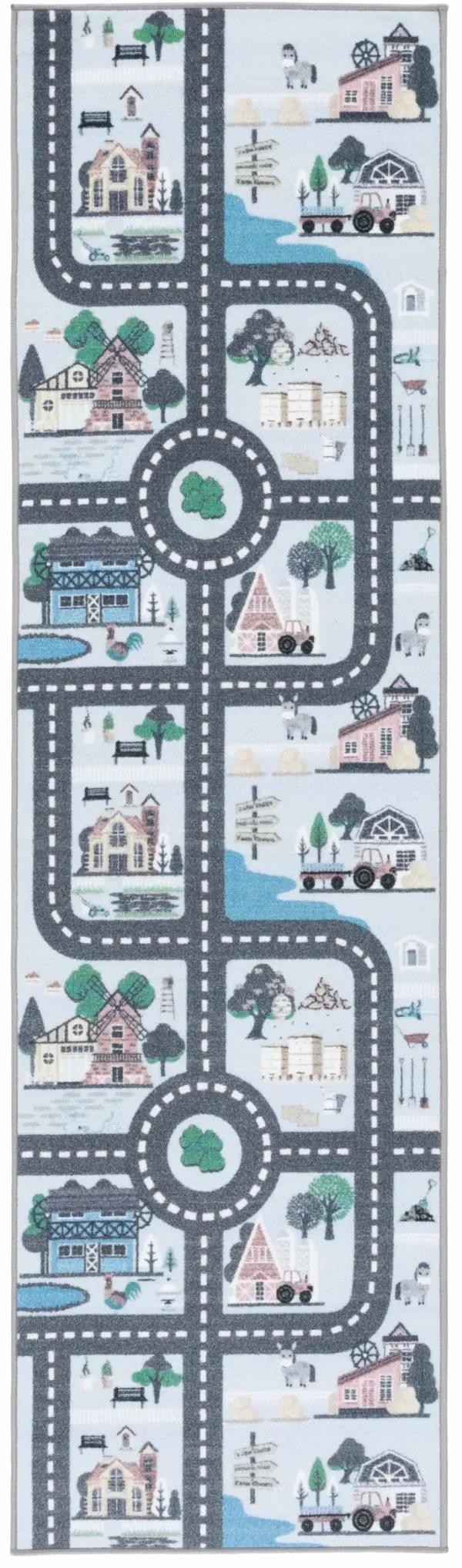 KIDS PLAYHOUSE 232 BLUE  2'-2' x 6' Runner Rug