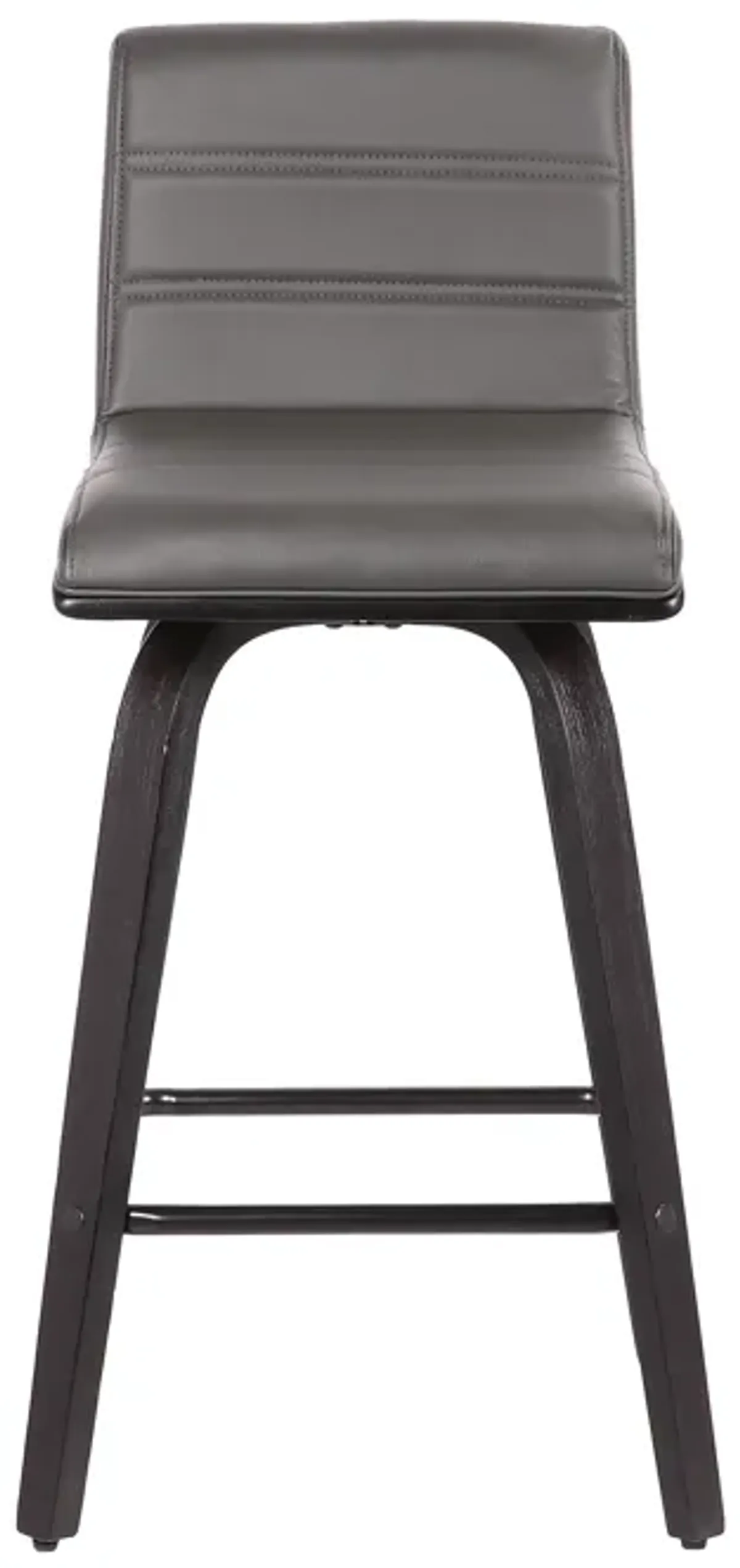 Vienna 26" Counter Height Swivel Grey Faux Leather and Black Wood Bar Stool