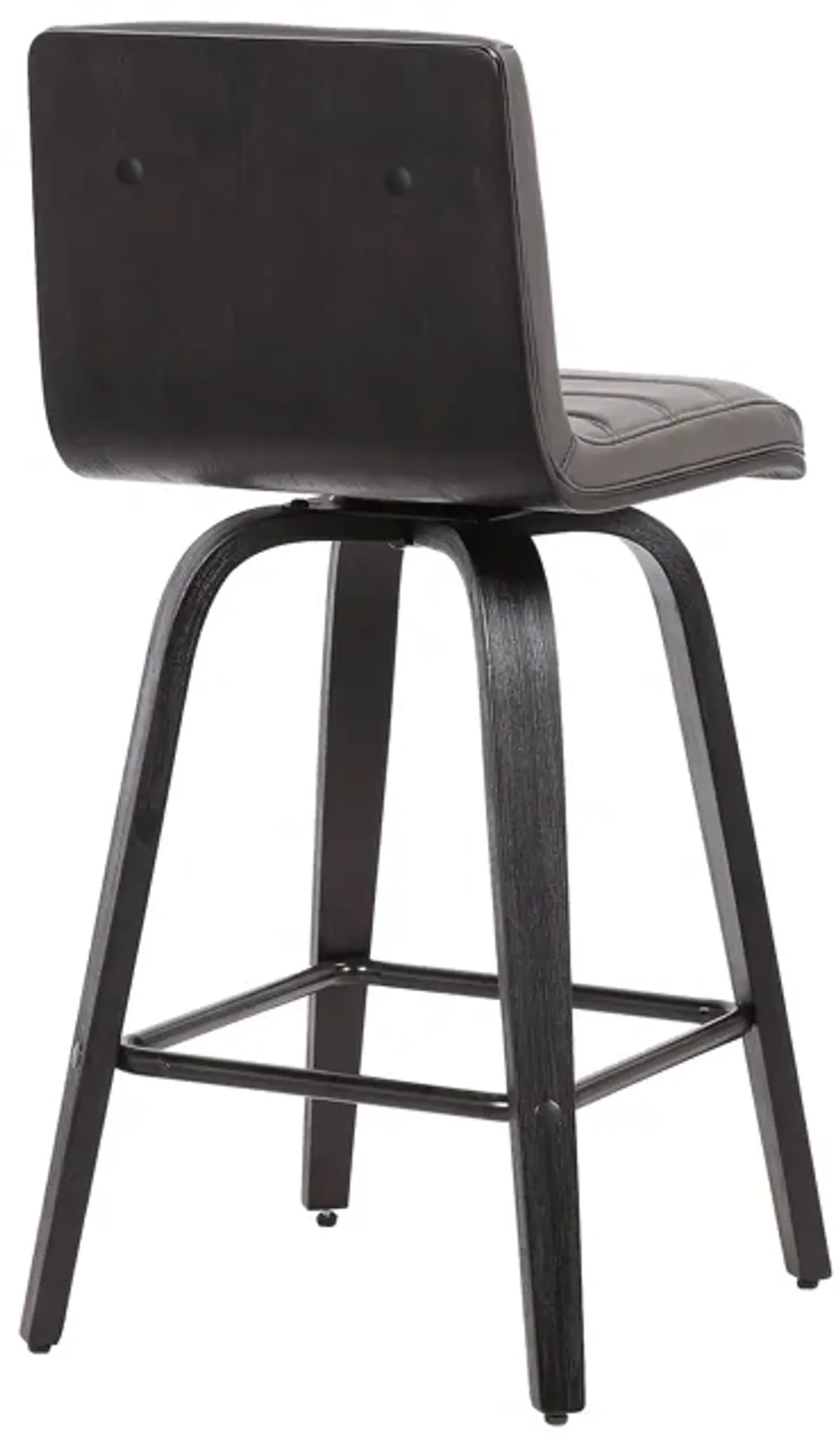 Vienna 26" Counter Height Swivel Grey Faux Leather and Black Wood Bar Stool