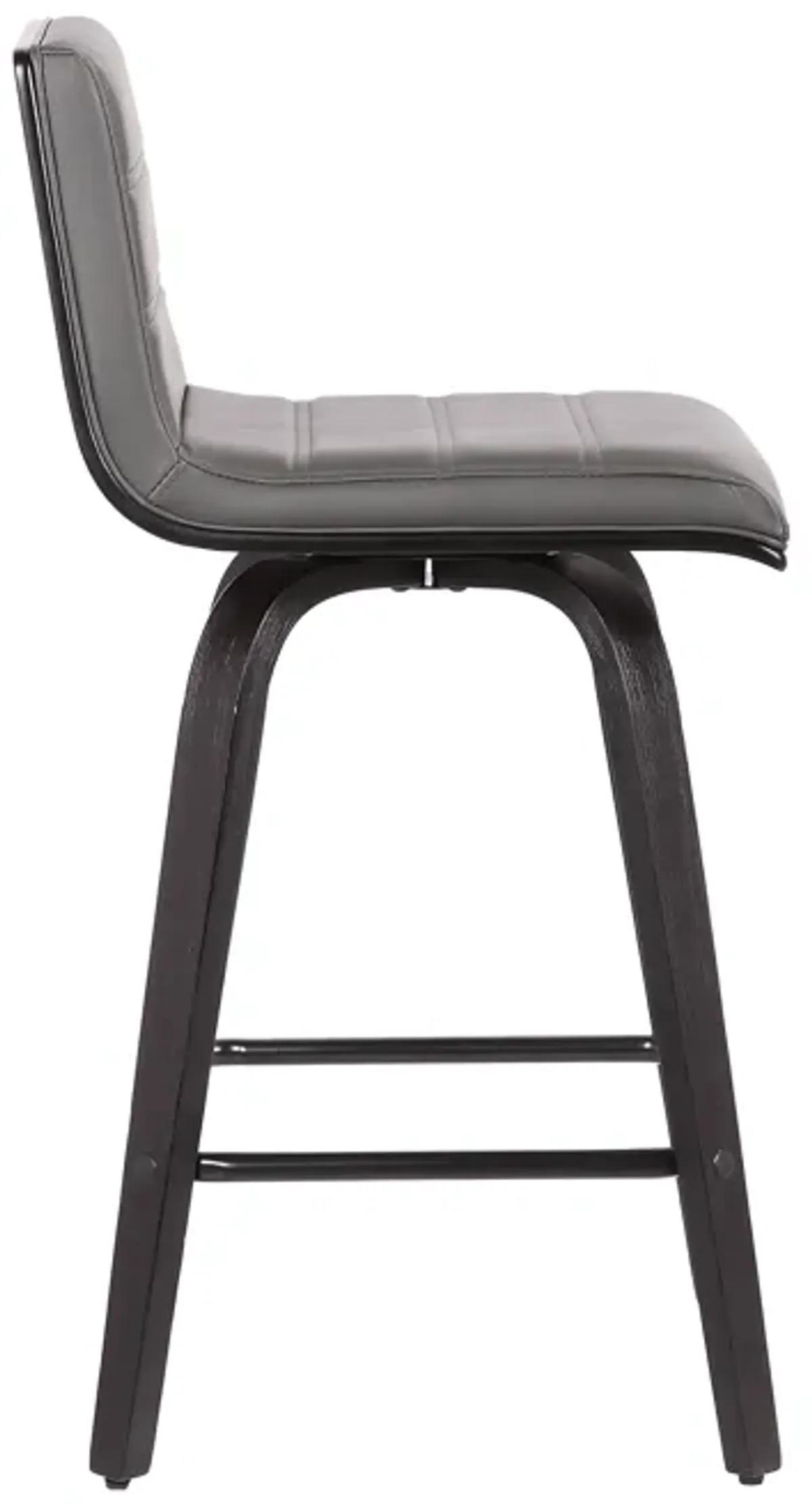 Vienna 26" Counter Height Swivel Grey Faux Leather and Black Wood Bar Stool