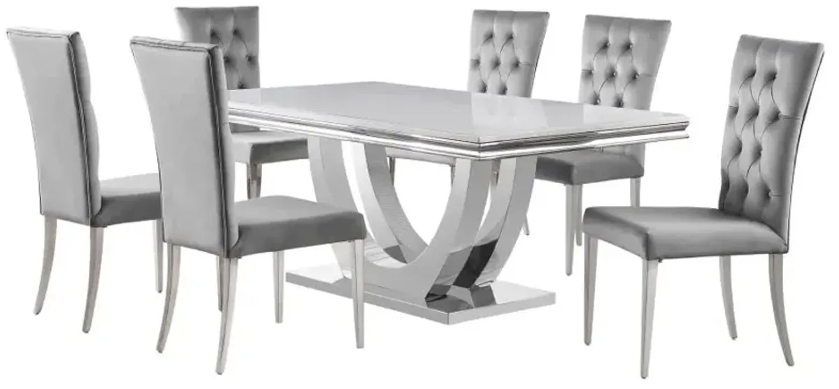 Kerwin 7-piece Dining Room Set Grey and Chrome