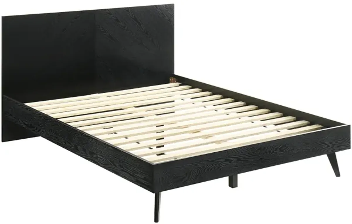 Petra Queen Platform Wood Bed Frame in Black Finish