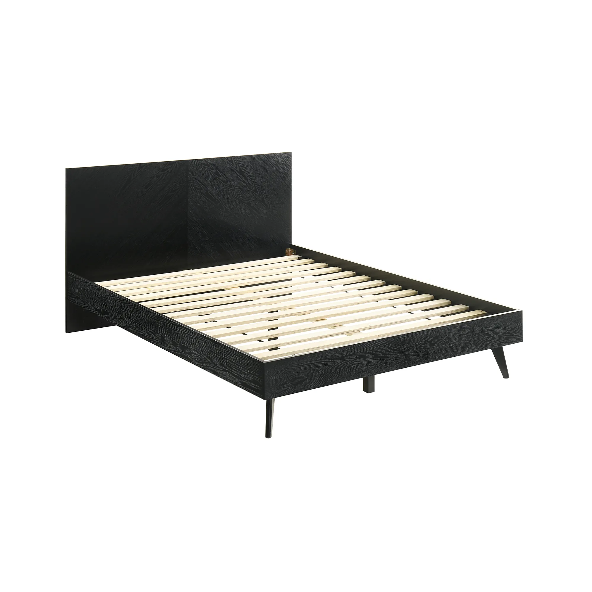 Petra Queen Platform Wood Bed Frame in Black Finish