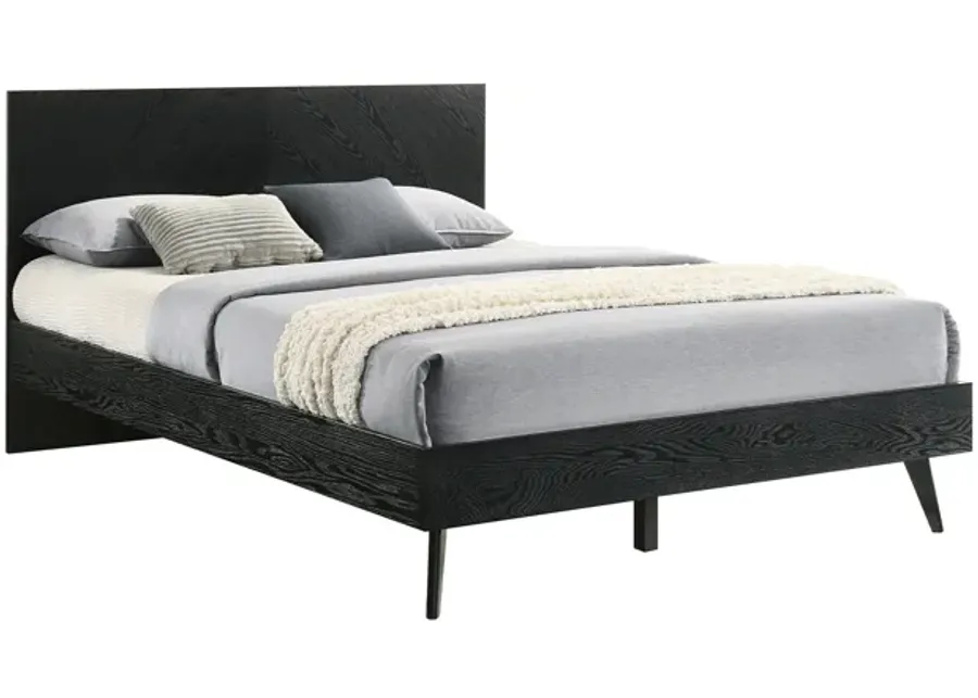 Petra Queen Platform Wood Bed Frame in Black Finish