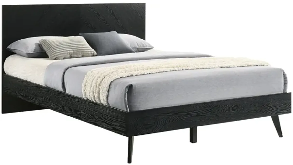 Petra Queen Platform Wood Bed Frame in Black Finish