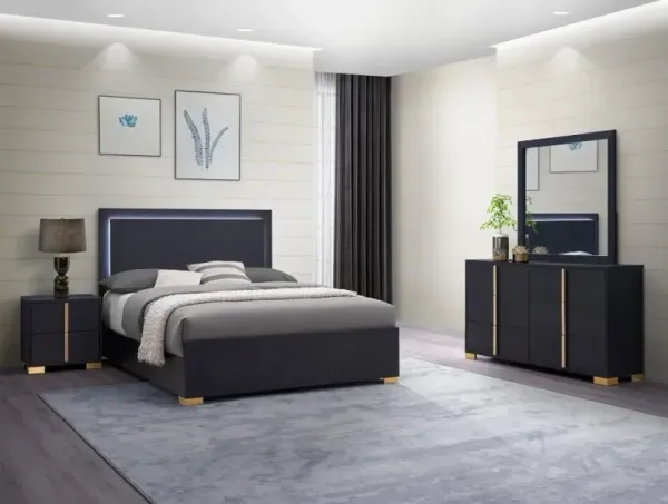 Marceline 4-piece Queen Bedroom Set with LED Headboard Black