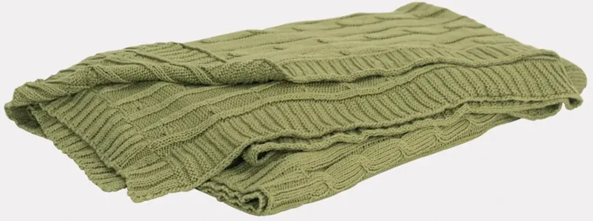 Cable Knit Moss Green Throw