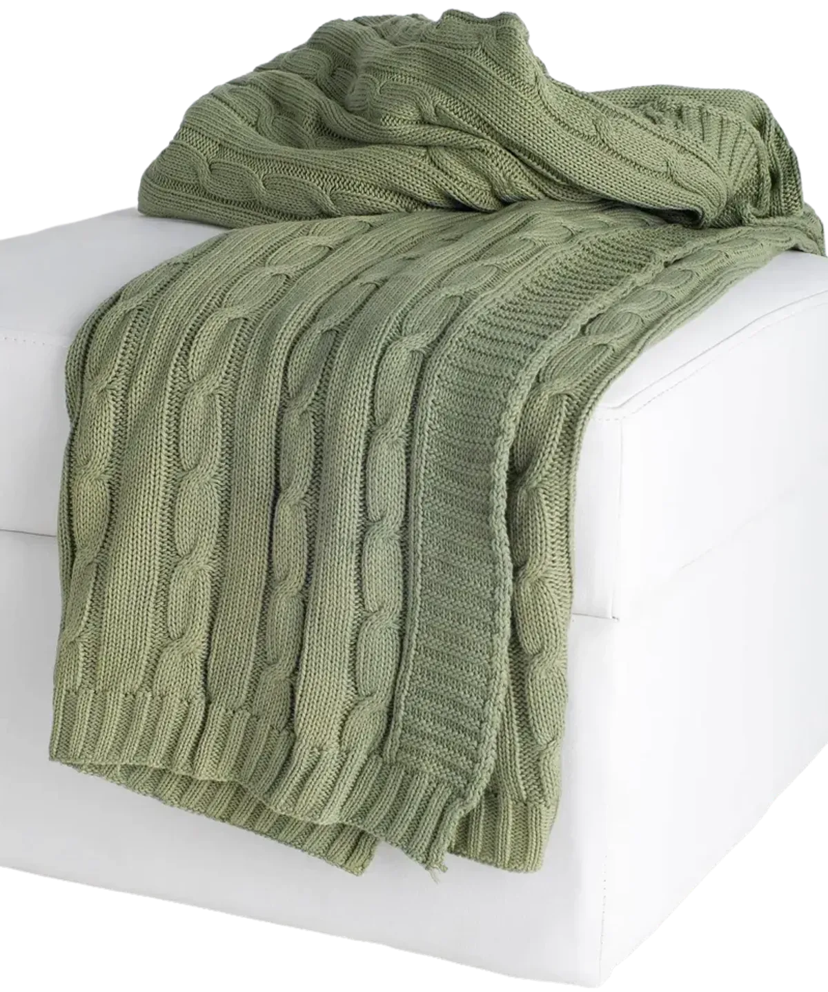 Cable Knit Moss Green Throw