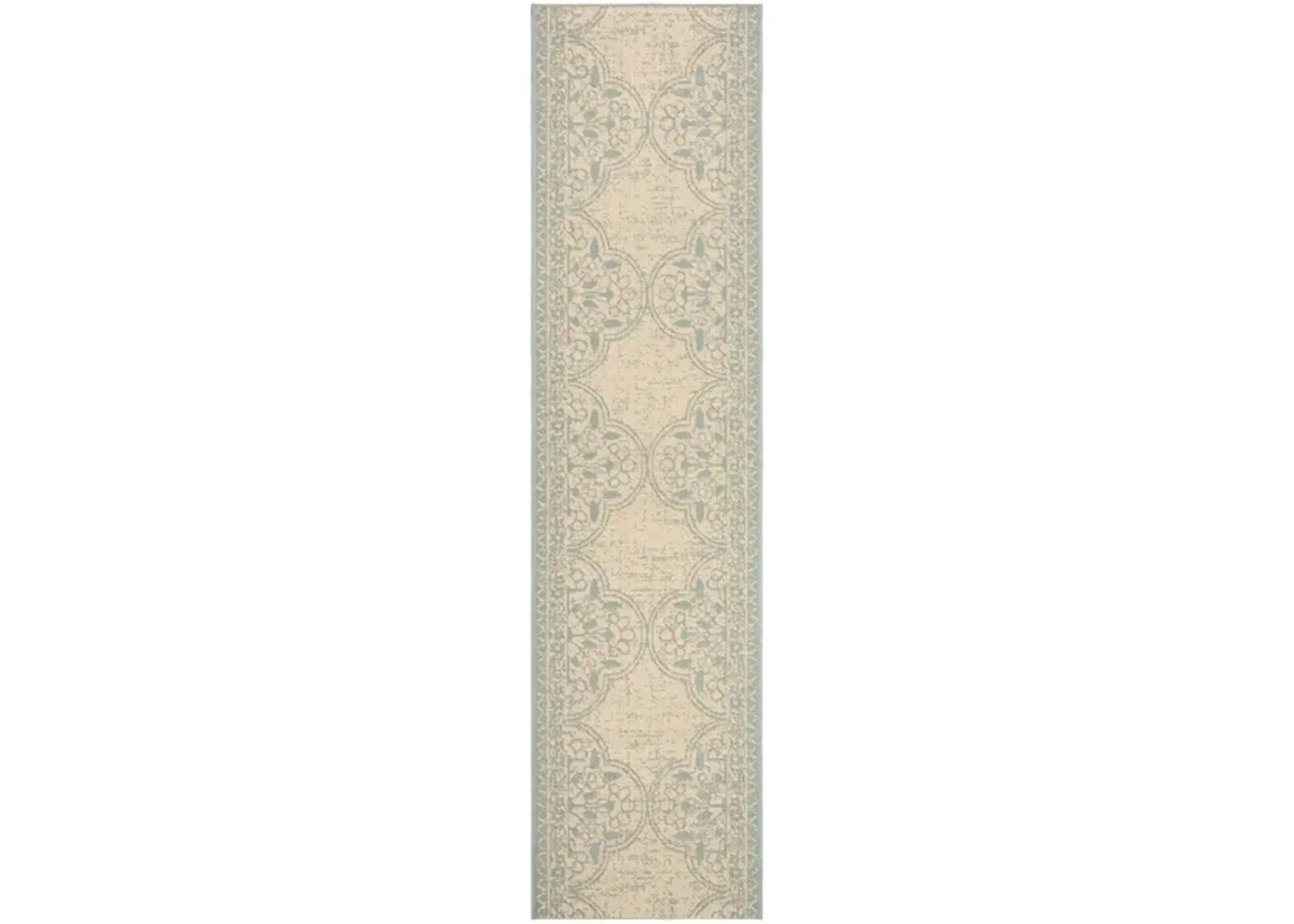 BEACH HOUSE Collection BHS174K-28 Aqua / Cream 2'-2" X 8'