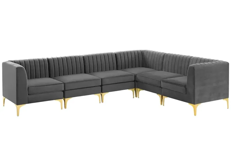 Triumph Channel Tufted Performance Velvet 6-Piece Sectional Sofa