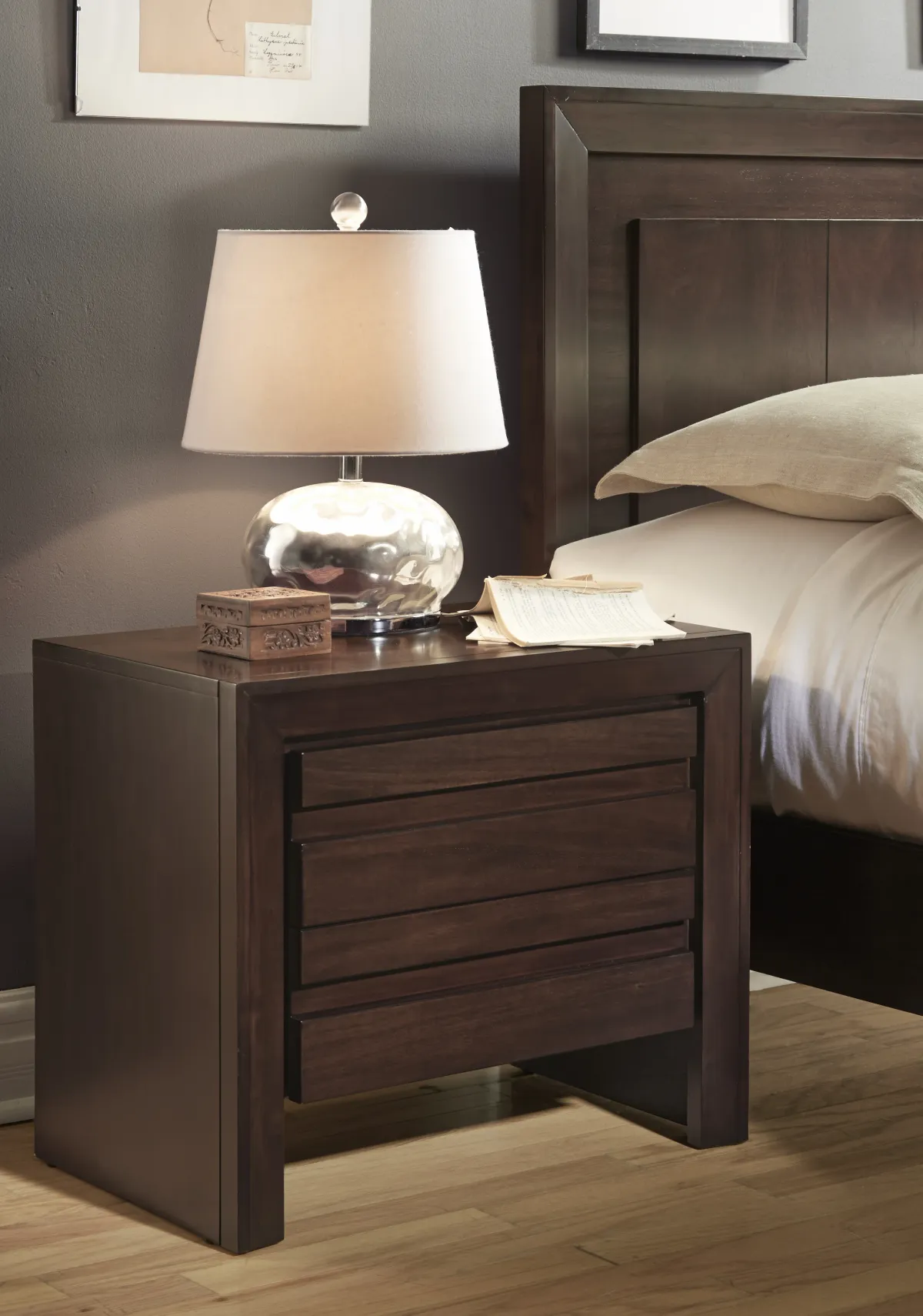 Element Charging Station Nightstand in Chocolate Brown