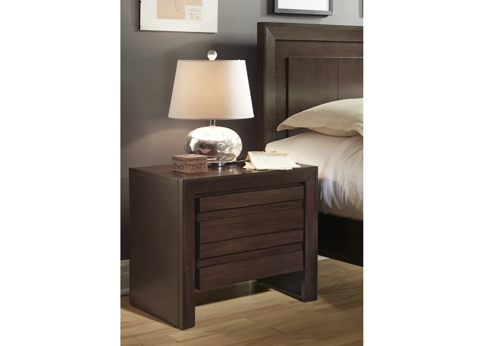 Element Charging Station Nightstand in Chocolate Brown