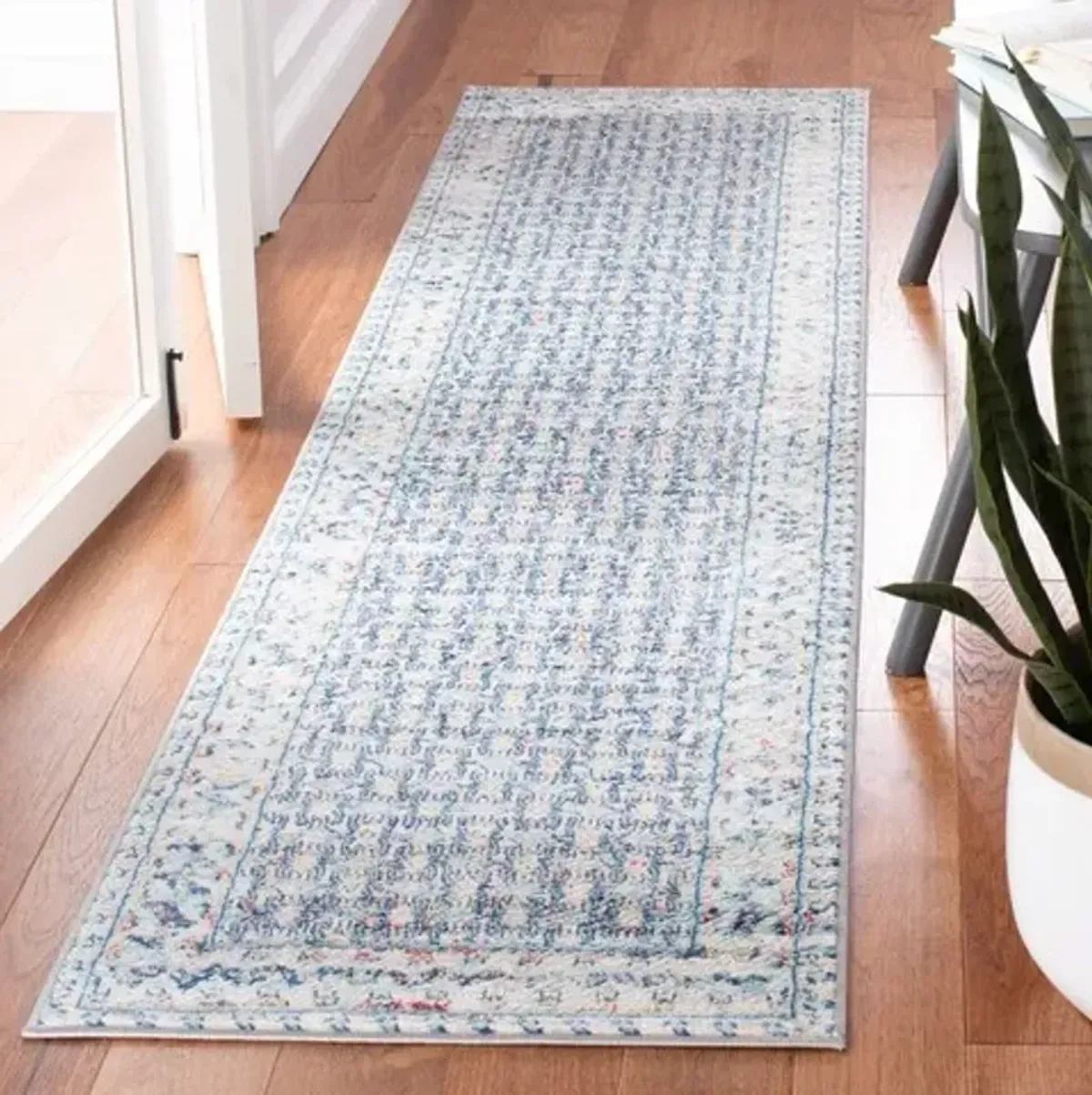 Brentwood 899 Blue / Yellow 2' X 6' Runner Powerloomed Rug