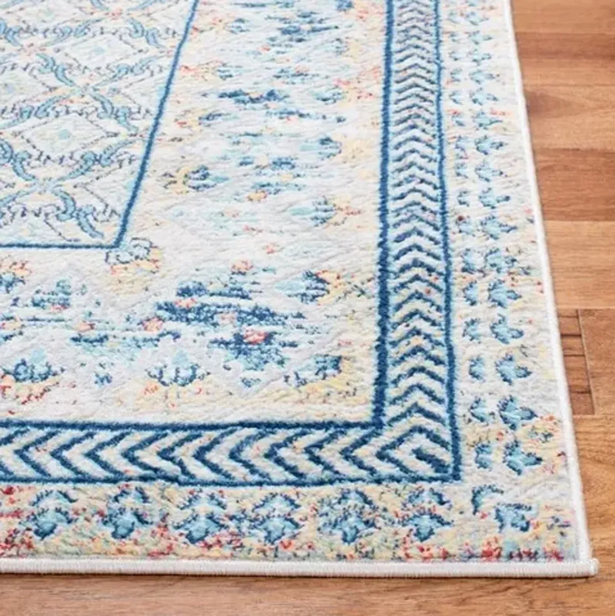 Brentwood 899 Blue / Yellow 2' X 6' Runner Powerloomed Rug