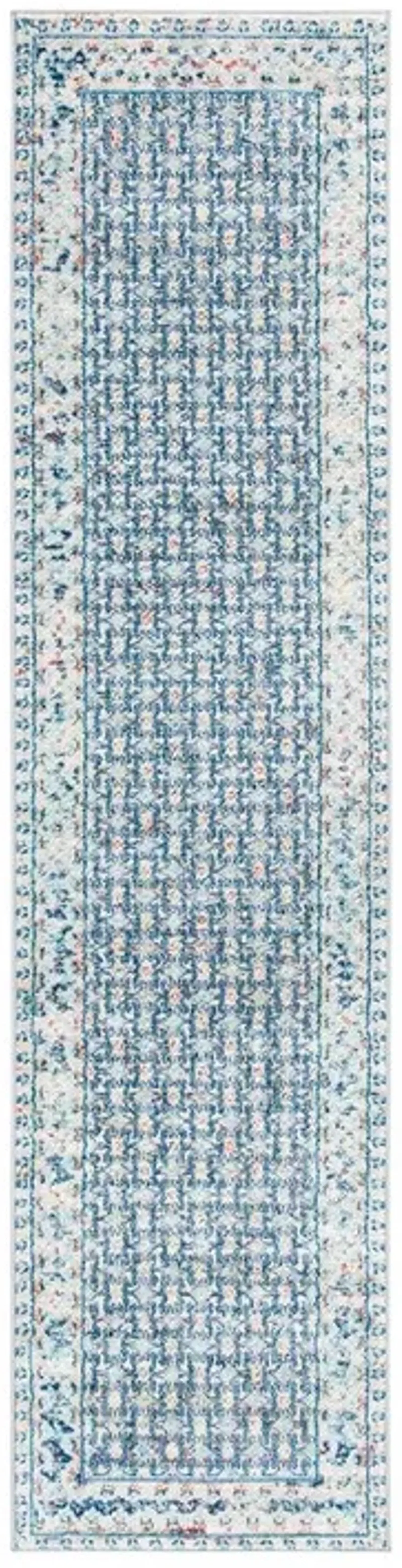 Brentwood 899 Blue / Yellow 2' X 6' Runner Powerloomed Rug