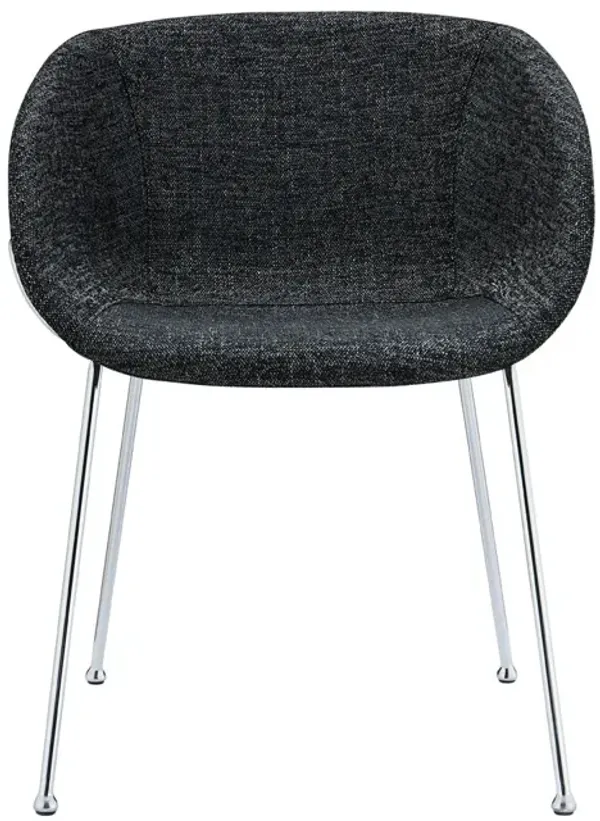 Zach Armchair in Black Fabric and Chrome Legs - Set of 2