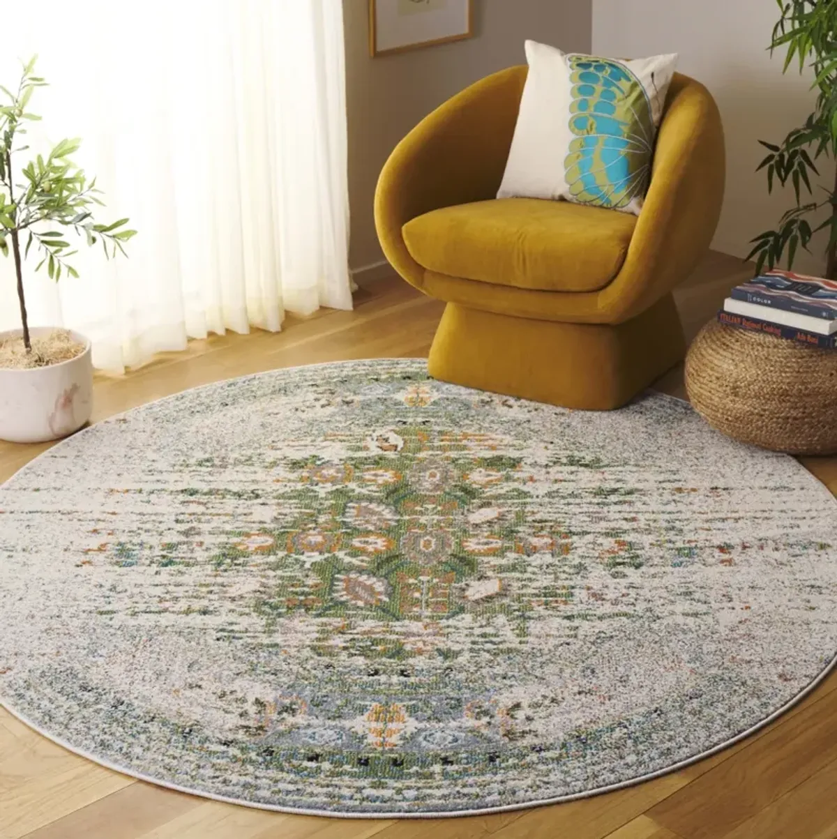 MONACO 208 GREEN  6'-7' x 6'-7' Round Round Rug