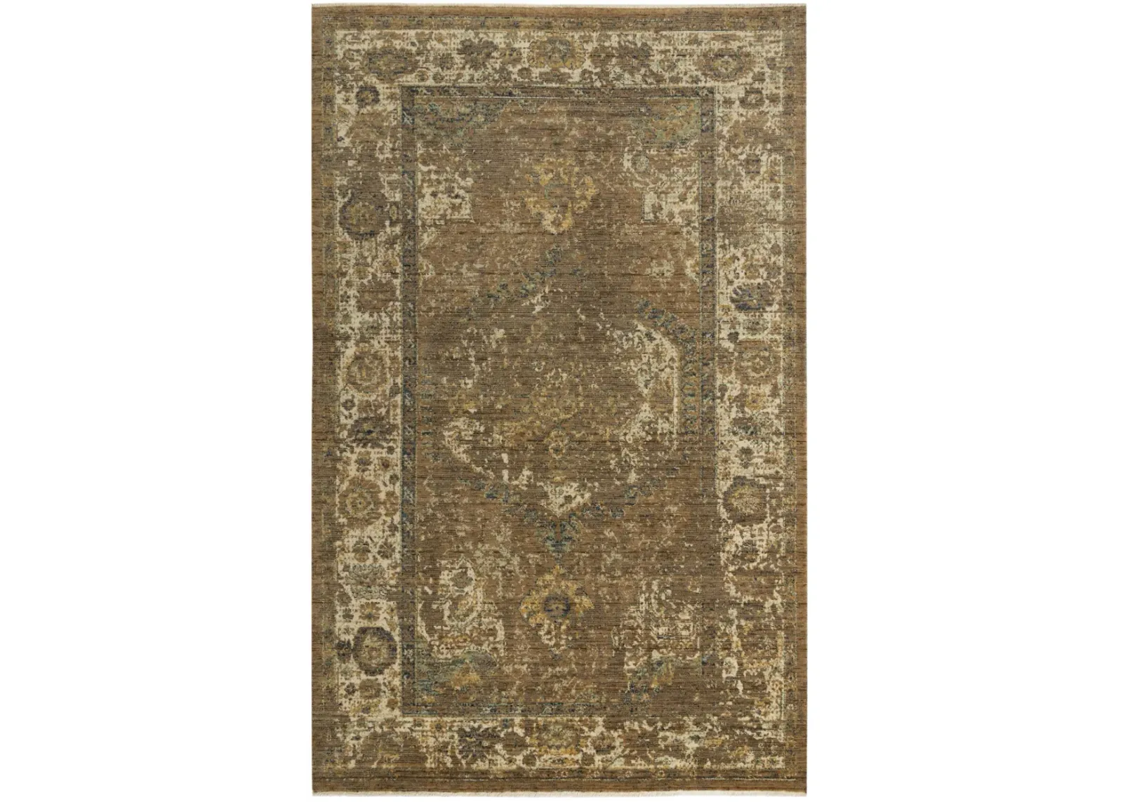 Platinum Brown/Beige Distressed Classical Proprietary Wool 2' x 3'  Rectangle Rug