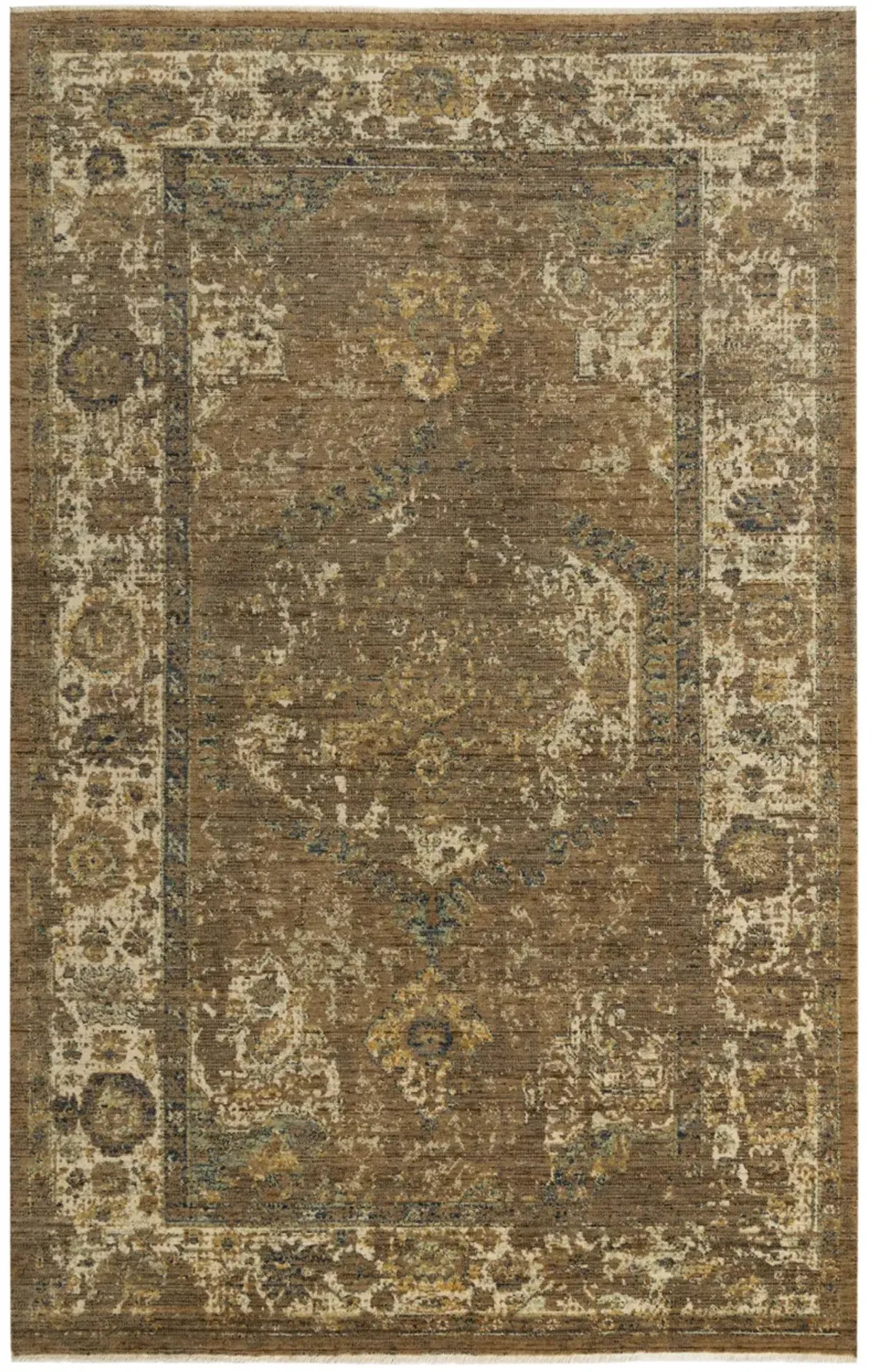 Platinum Brown/Beige Distressed Classical Proprietary Wool 2' x 3'  Rectangle Rug