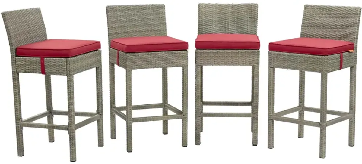 Conduit Bar Stool Outdoor Patio Wicker Rattan Set of 4