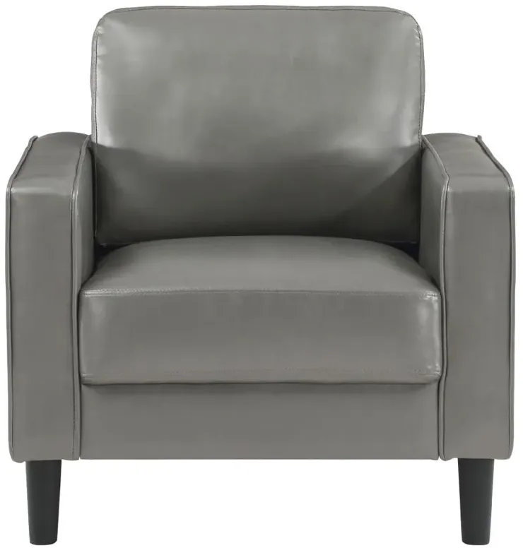 Ruth Upholstered Track Arm Faux Leather Accent Chair Grey