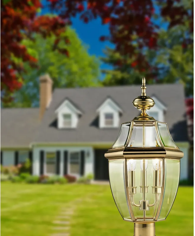 Ashford 3-Light Post Mount Lantern in Antique Brass - Large