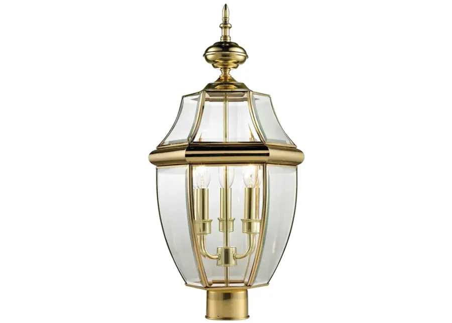 Ashford 3-Light Post Mount Lantern in Antique Brass - Large