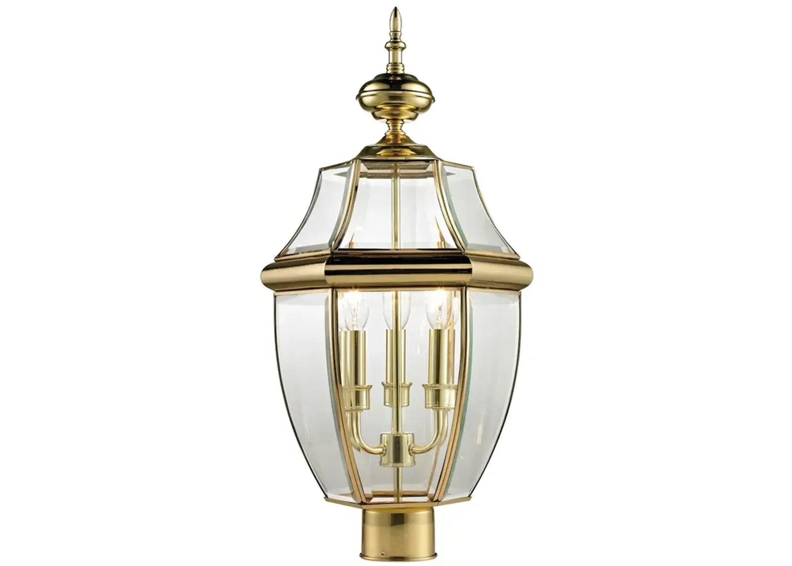 Ashford 3-Light Post Mount Lantern in Antique Brass - Large