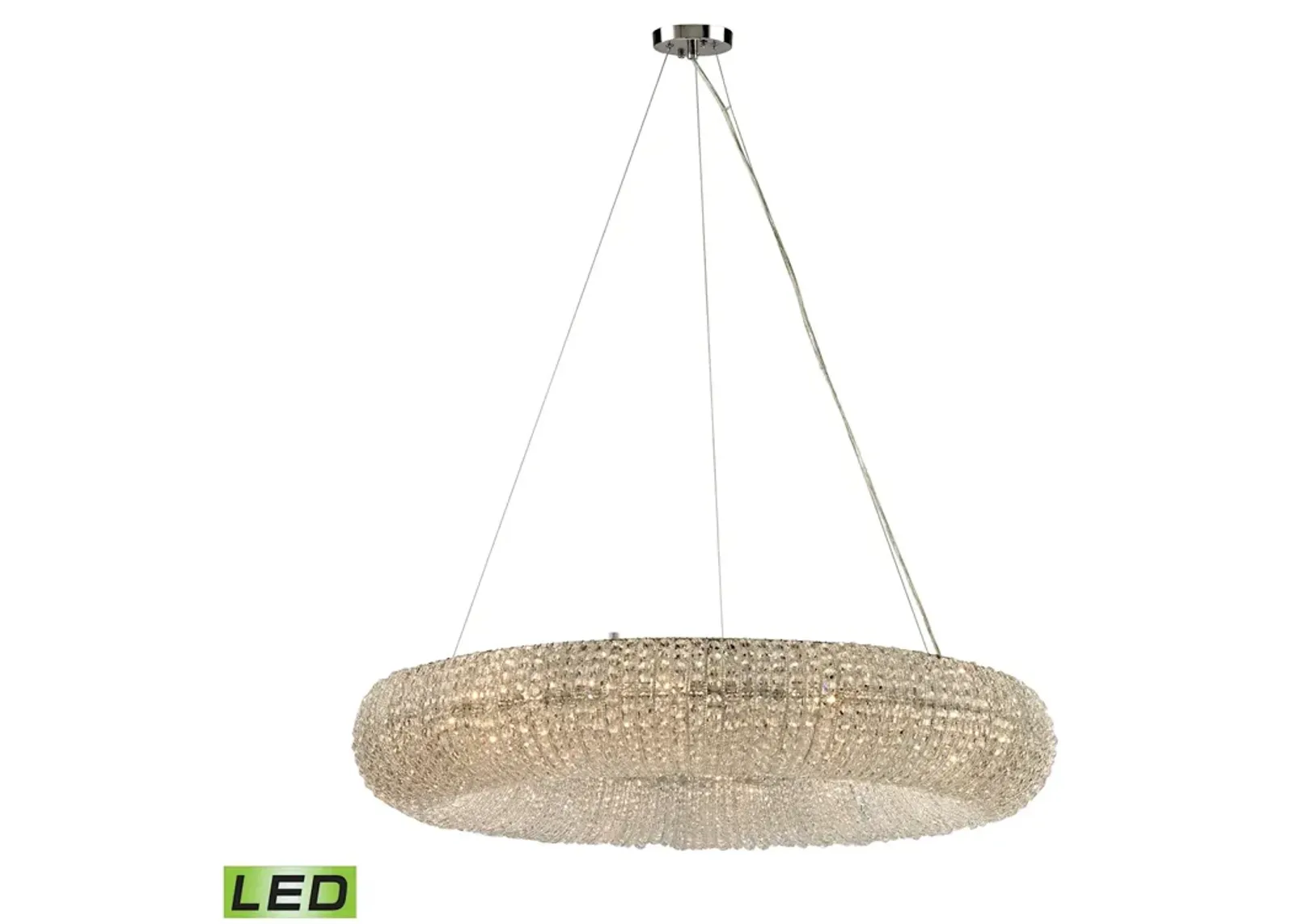 Crystal Ring 12-Light Chandelier in Chrome with Clear Crystal Beads - Includes LED Bulbs