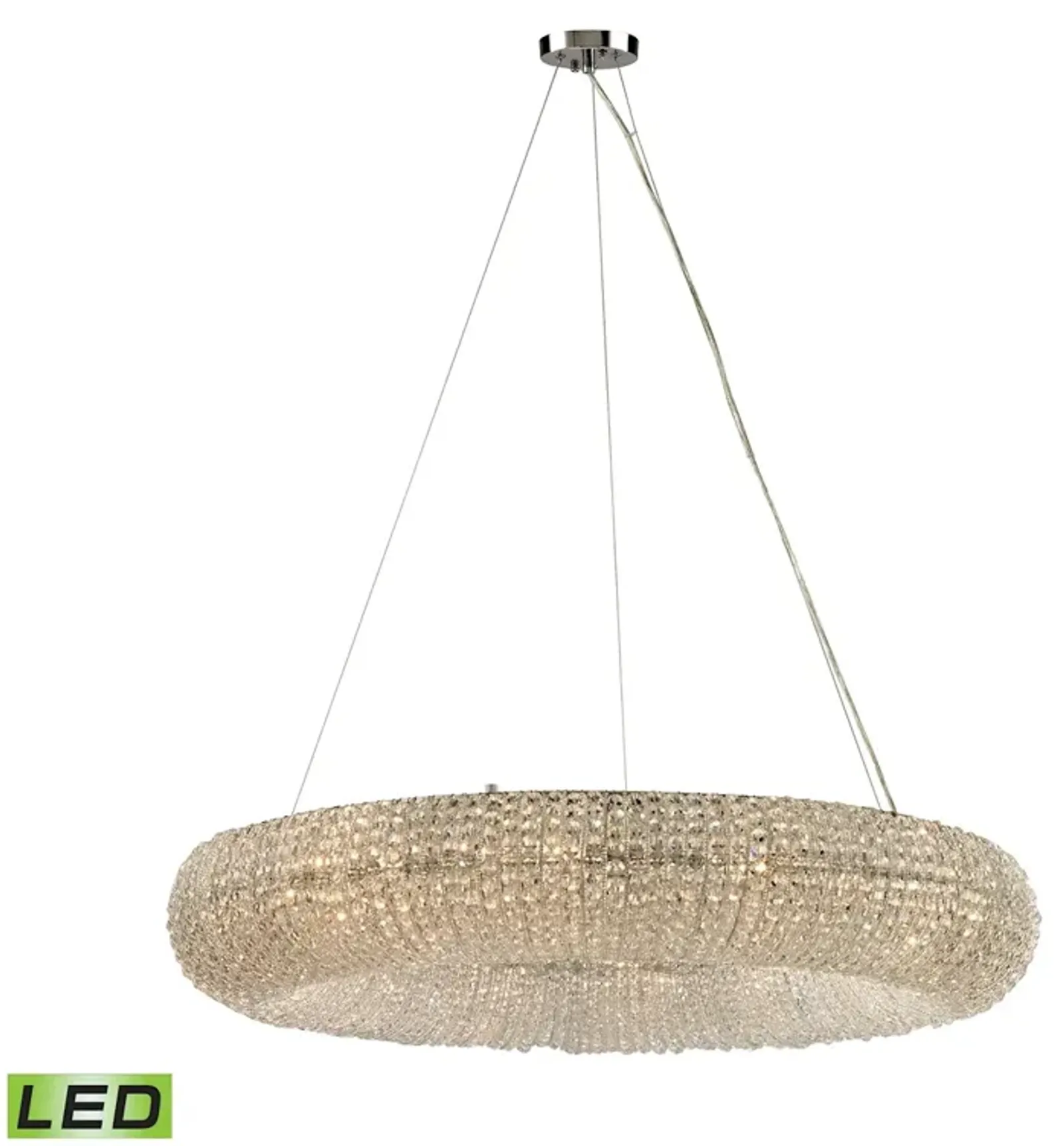 Crystal Ring 12-Light Chandelier in Chrome with Clear Crystal Beads - Includes LED Bulbs