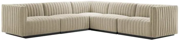 Conjure Channel Tufted Upholstered Fabric 5-Piece L-Shaped Sectional