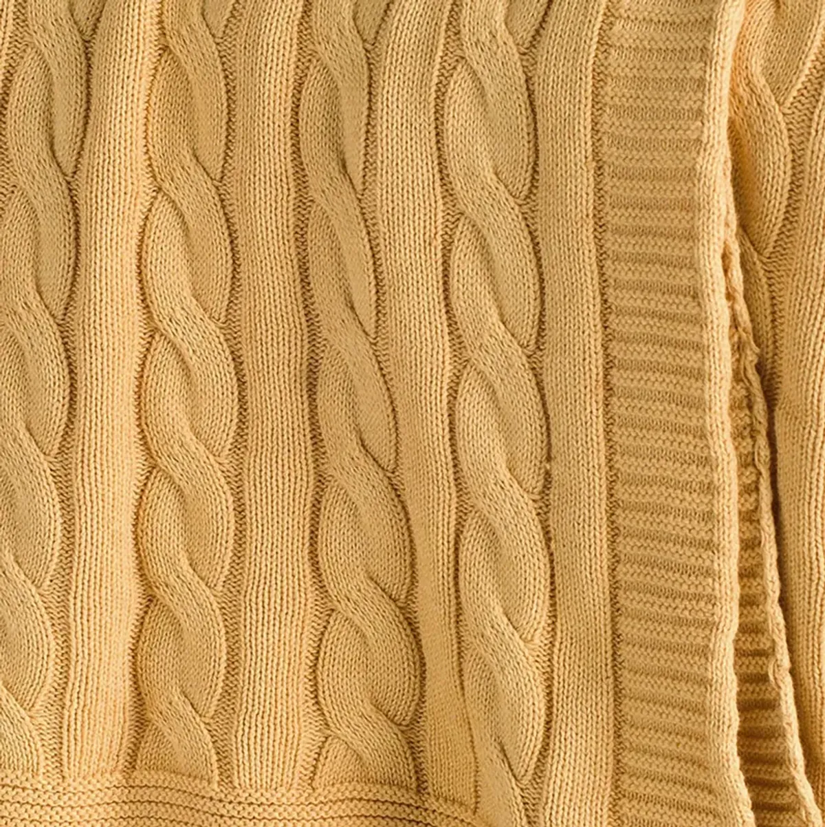 Cable Knit Yellow Throw