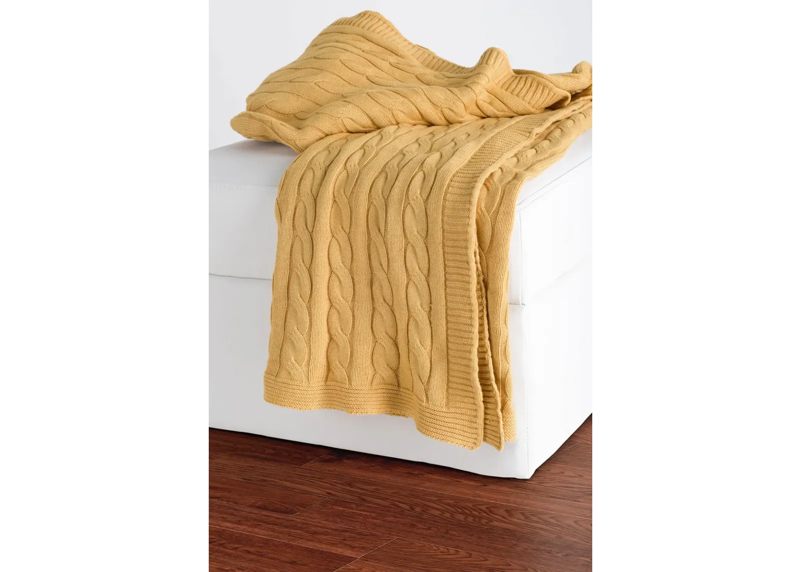 Cable Knit Yellow Throw