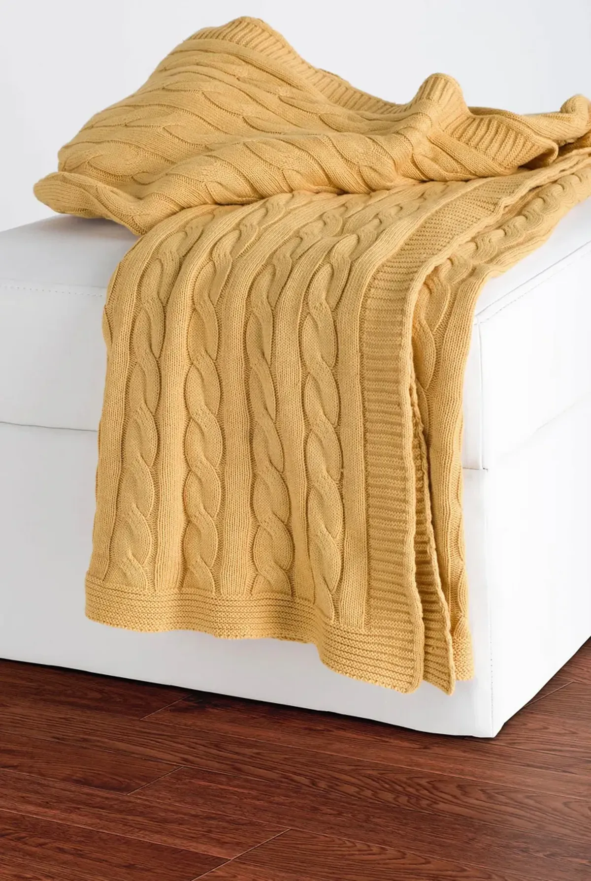 Cable Knit Yellow Throw