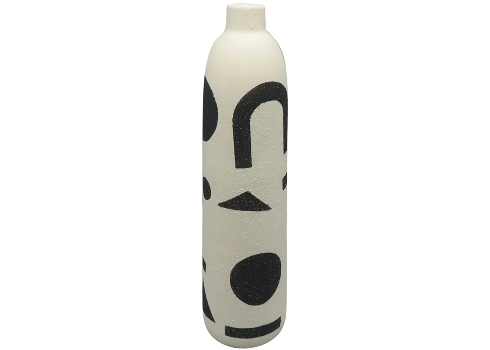 Cer, 15" Funky Vase, Ivory/black