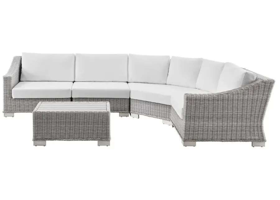 Conway Outdoor Patio Wicker Rattan 5-Piece Sectional Sofa Furniture Set