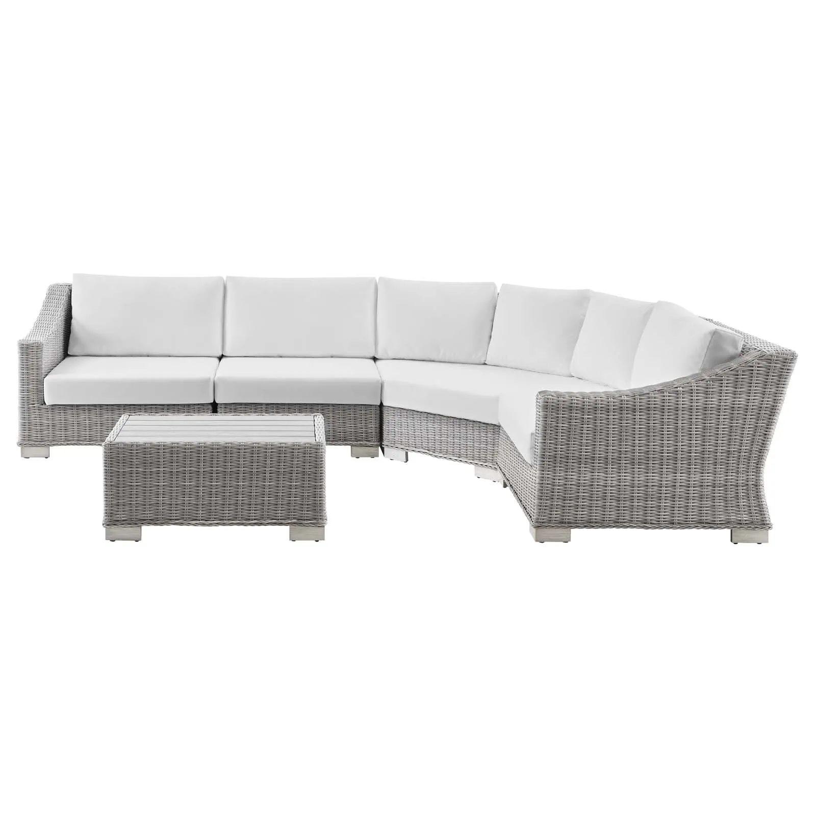 Conway Outdoor Patio Wicker Rattan 5-Piece Sectional Sofa Furniture Set