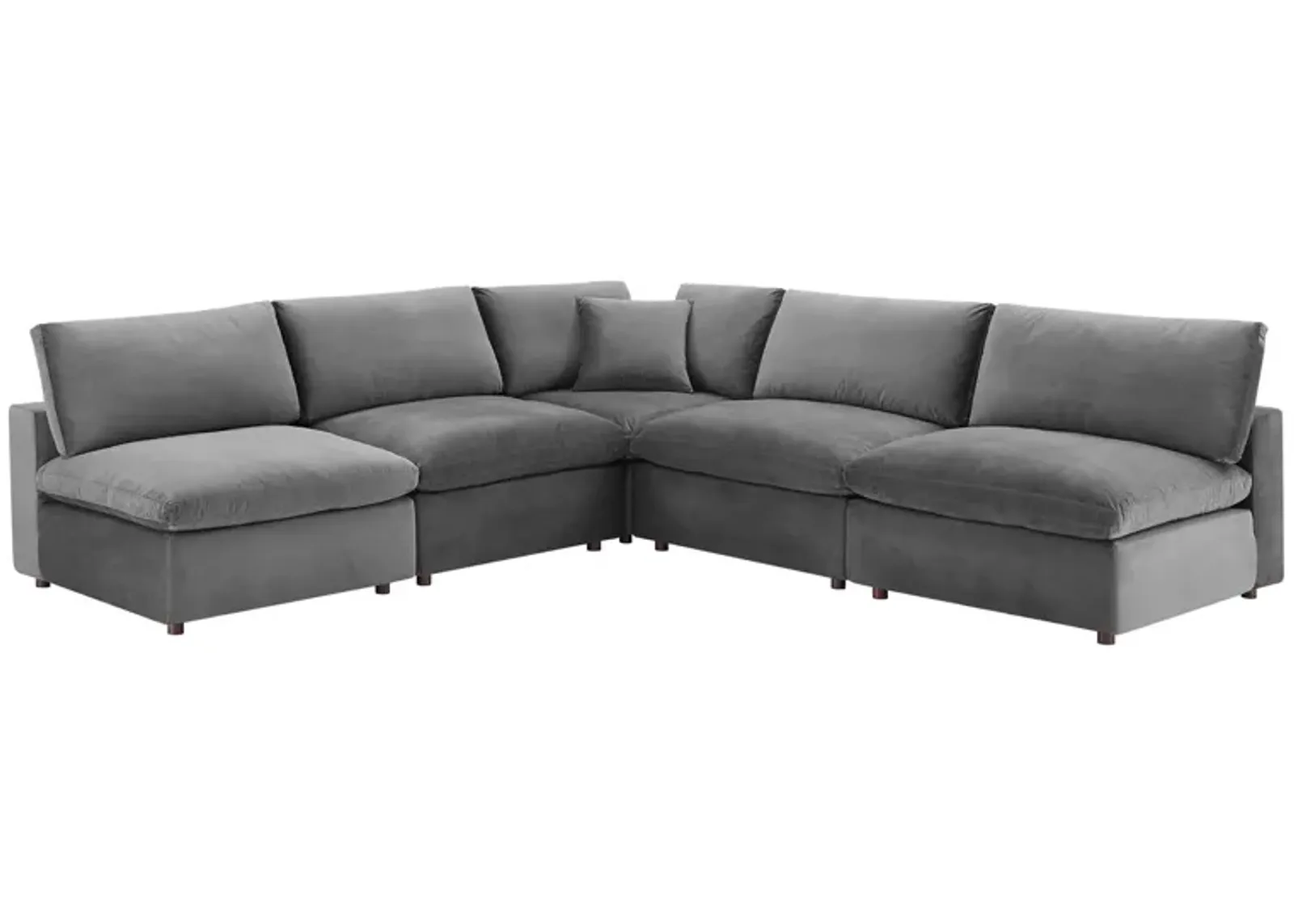 Commix Down Filled Overstuffed Performance Velvet 5-Piece Sectional Sofa